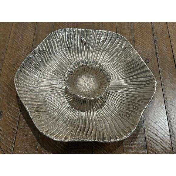 LENOX American by Design Organics Reef Aluminum Chip and Dip Bowl Set Silver - Picture 2 of 13
